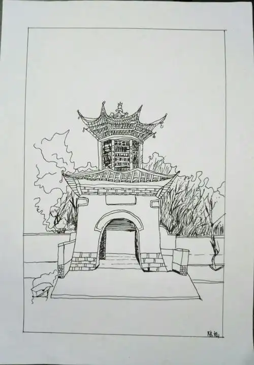 风景速写亭台楼阁亭台楼阁图片山水楼阁白描100副山水楼阁白描100副