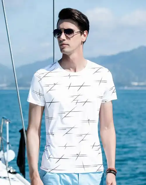 花花公子男装夏季新品polo衫男士时尚商务休闲修身个性线条男士t恤