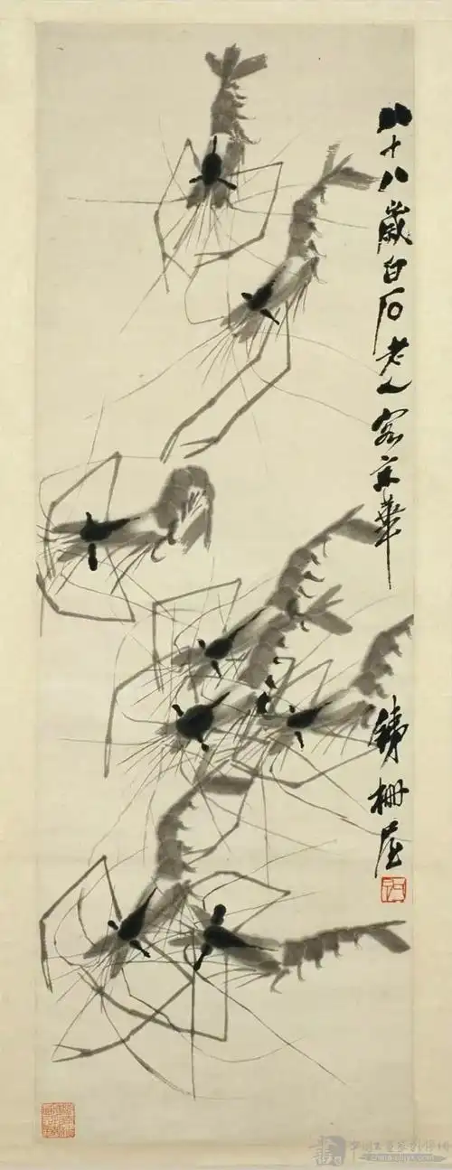 齐白石画虾全过程,堪称一绝!
