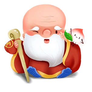 卡通可爱寿星老爷爷举寿桃呆萌