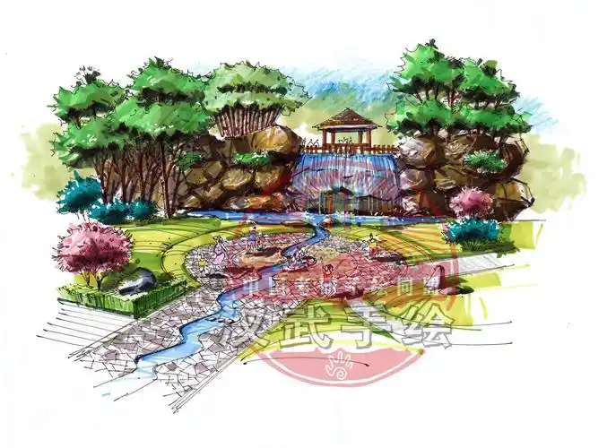 汉武作品——沿江公园|空间|景观设计|汉武手绘 - 原创作品 - 站酷