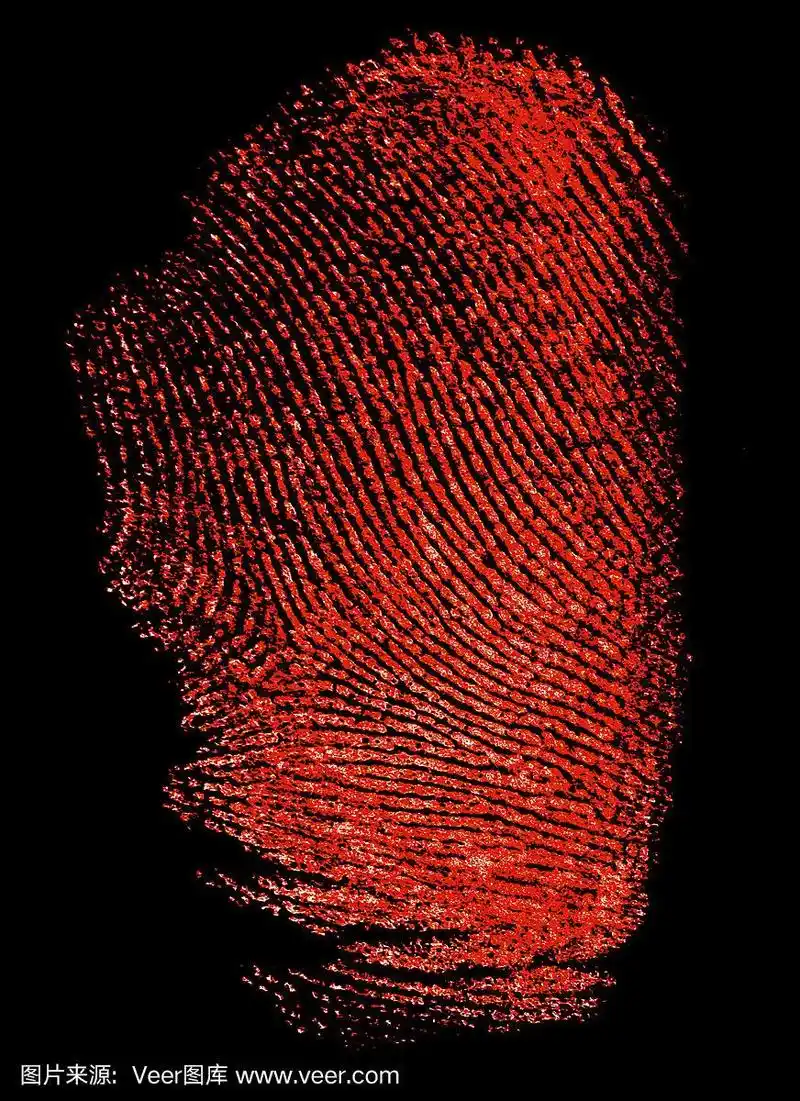 黑色背景上的红色指纹
