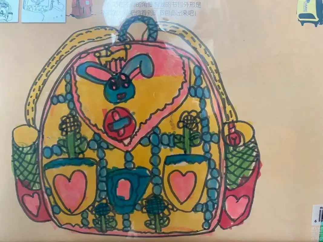 大班美术活动《我的小书包》幼儿作品展示#儿童绘画作品 #绘画 - 抖音