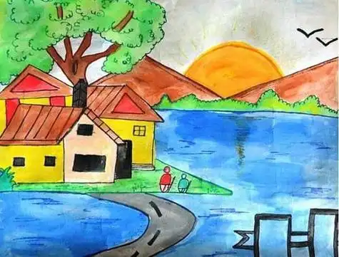 古迹风景520油画棒儿童画风景画图片4格格手抄报画风景画手抄报图片