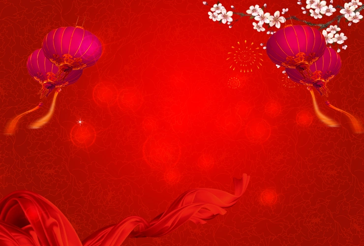 中国风红色绸缎春节海报背景素材