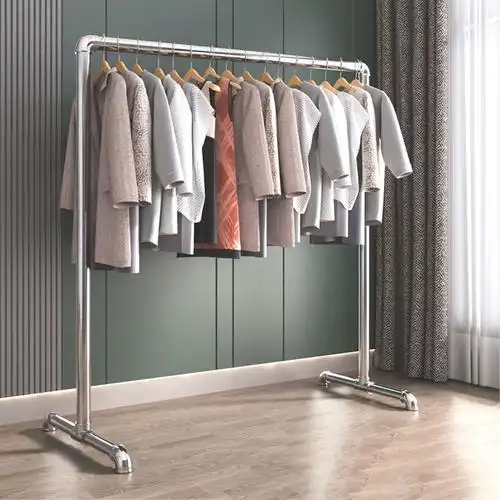 钢管晾衣架挂衣架阳台落地立式单杆不锈家用时光旧巷卧室阳台晒被凉衣