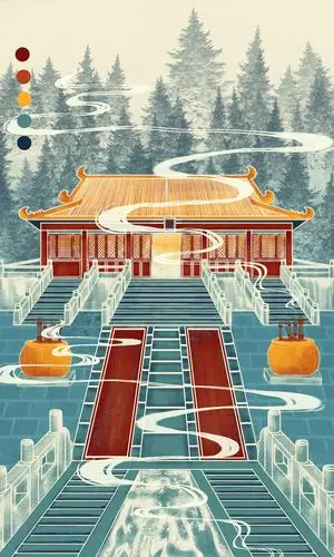 北京地标建筑系列-北京故宫-乾清门|插画|商业插画|荒岛十三 - 原创