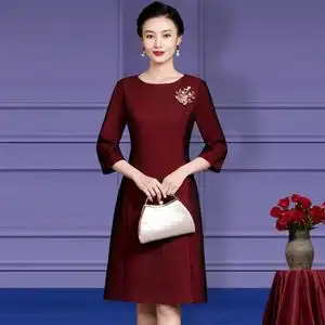 喜婆婆婚宴装旗袍连衣裙2022年新款春季结婚红色婚礼妈妈礼服高贵