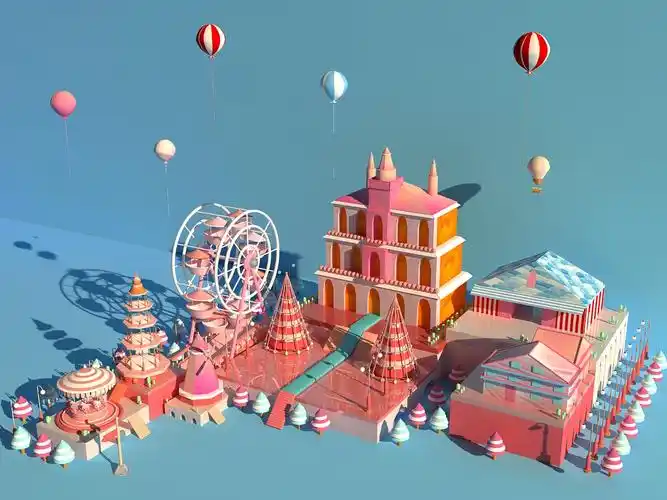 游乐园场景建模,部分临摹