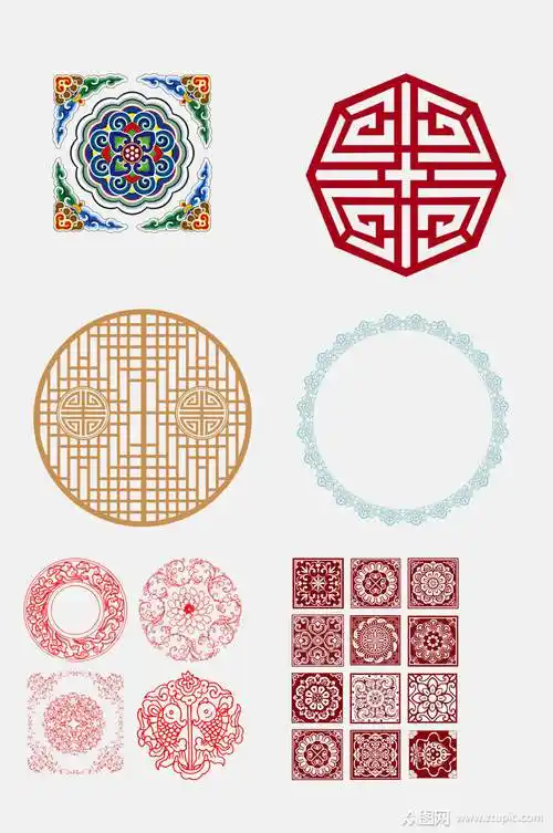 中国风精致花纹图案免抠元素模板下载-编号2196677-众图网