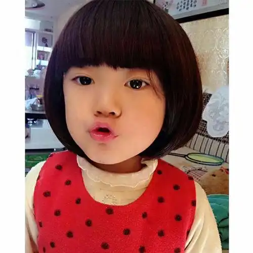 韩版儿童假发女宝宝短发女童婴儿假发小孩假发公主假发套bobo头套 黑1