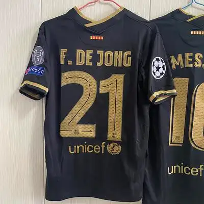 巴塞罗那2021巴萨客场黑金服加维法蒂德容10号西欧球衣足球服