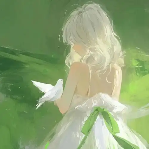 女生头像##背景图##绿色