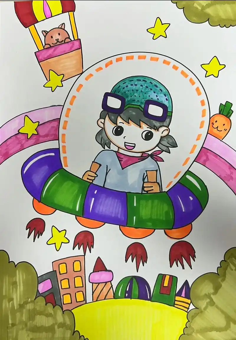 儿童创意美术作品 #爱画画的小朋友 #原来画画这么好玩 # - 抖音