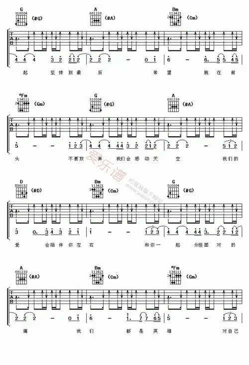 萧亚轩萧亚轩胡彦斌我们的爱吉他谱