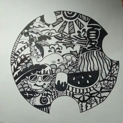 黑白装饰画 儿童画 线描画