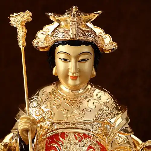 台湾鎏金纯铜王母娘娘神像家用供奉道教西王母摆件