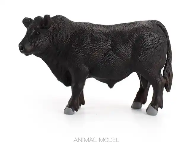跨境动物世界黑安格斯公牛模型仿真耗牛肉用牛牧场养殖趣味摆件