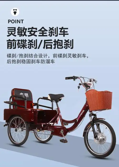 法思纳凤凰牌三轮车老年脚踏电动两用三轮车小型脚踏代步车轻便电客货