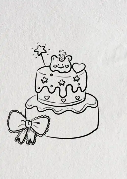 生日蛋糕贺卡简笔画教程第二弹来啦～最近有过生日的小伙伴看过来