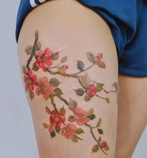 最新山茶花纹身图案合集女山茶花纹身寓意5