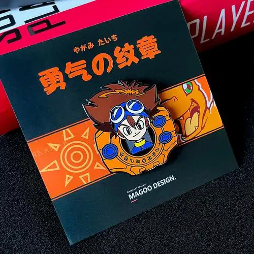 magoo数码宝贝胸针勇气徽章学生书包二次元周边金属胸针