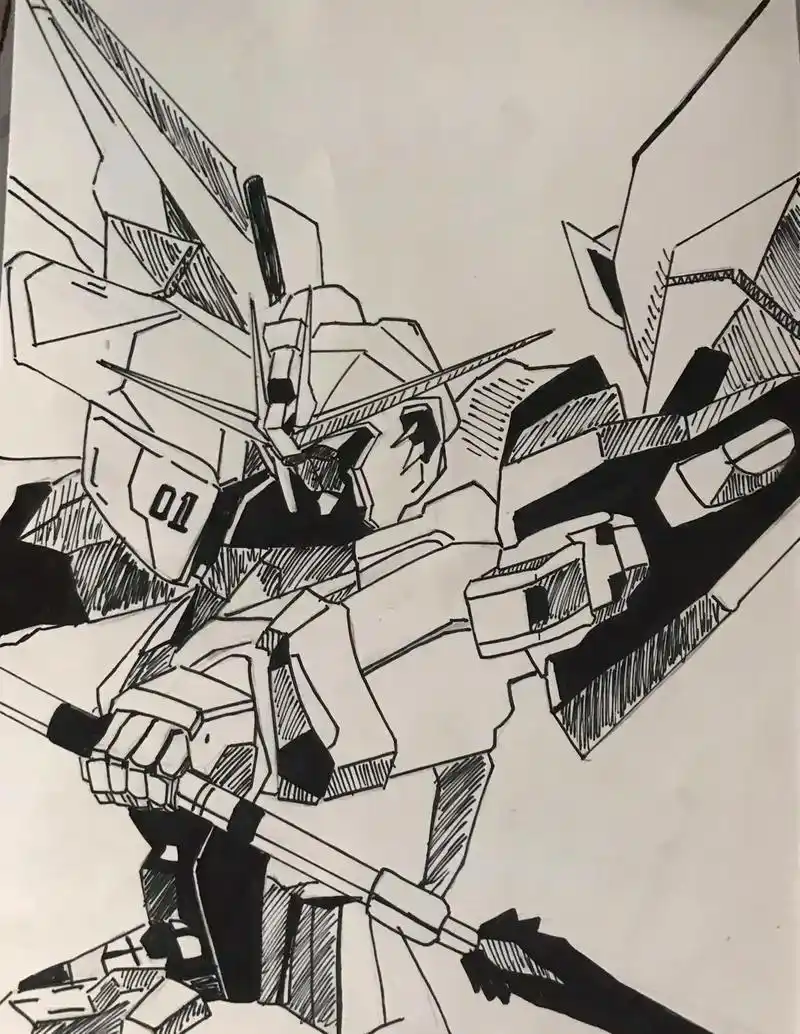 手绘 #高达 #强袭自由高达 - 抖音
