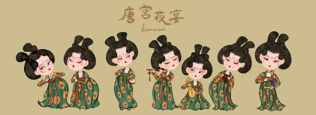 快来欣赏手绘版唐宫夜宴你pick哪一幅