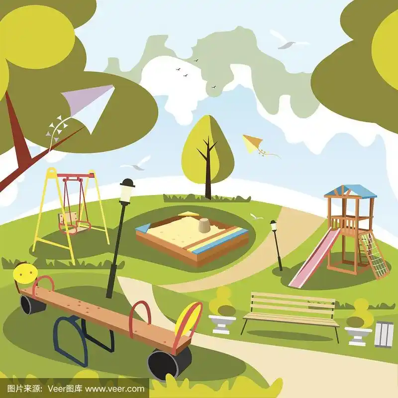 公园和游乐场卡通