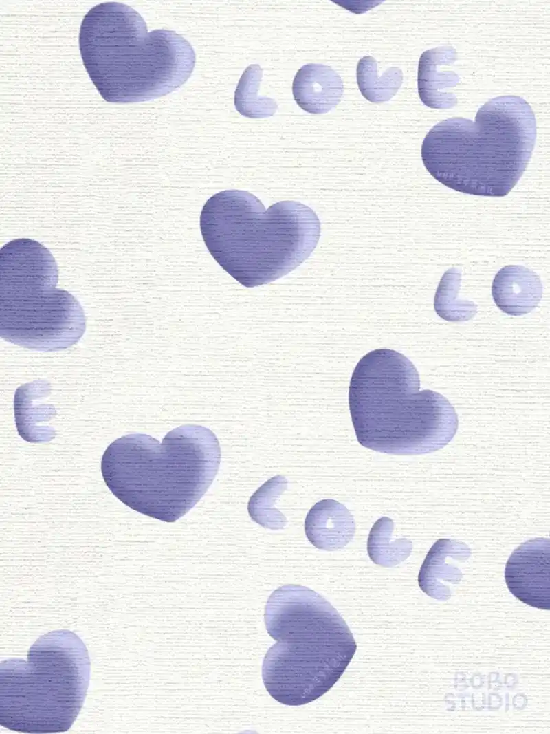 菠萝果酱 3d立体小兔爱心蓝紫色创意壁纸 第一次尝试画简易的3d还是花