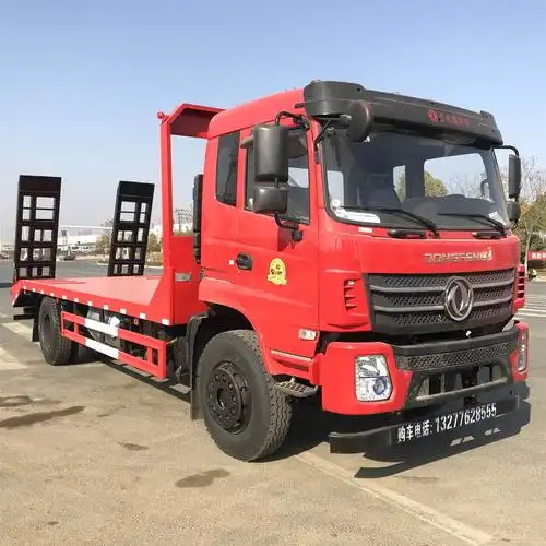 东风拉挖机平板拖车 单桥平板运输车厂家报价