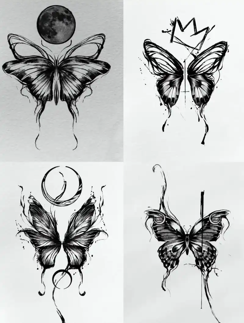 黑白蝴蝶文身素材一.#蝴蝶 #潍坊 - 抖音