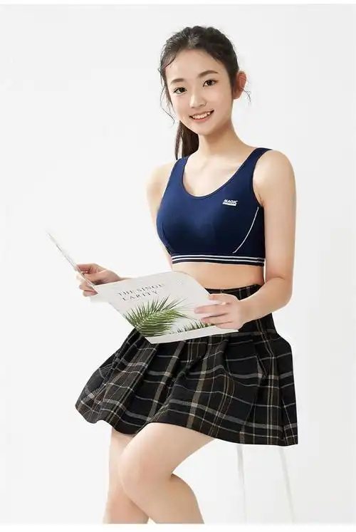 少女运动文胸无钢圈内衣女学生防震跑步背心bra初中高中生薄款青春期