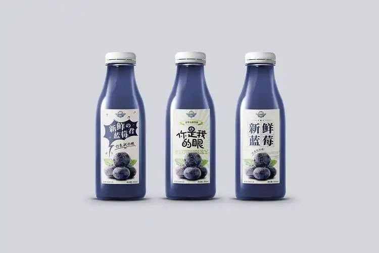 蓝莓饮料瓶贴