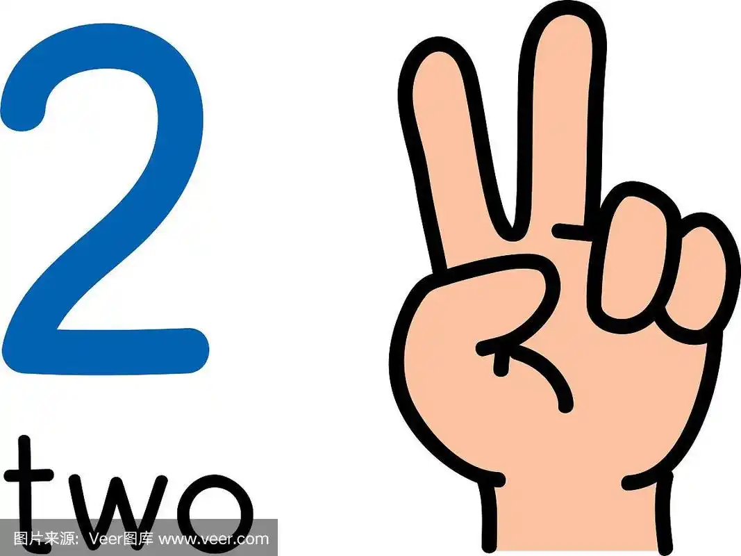 2个孩子的手显示数字2手势