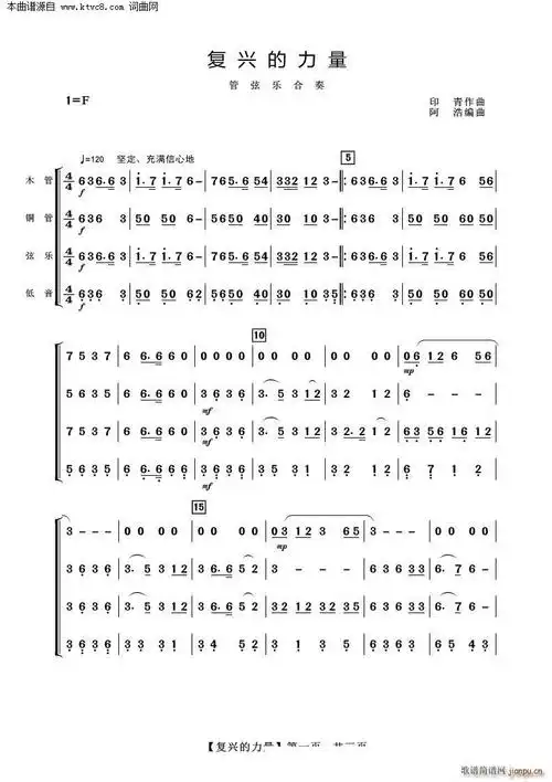 复兴的力量( 器乐合奏 )简谱_复兴的力量( 器乐合奏 )总谱曲谱_总谱