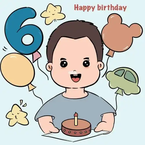 宝宝生日主题头像插画