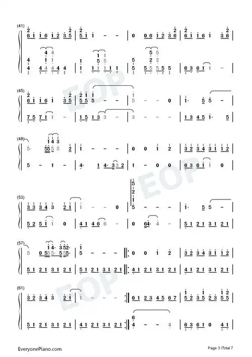 你的名字歌曲合集双手简谱预览3