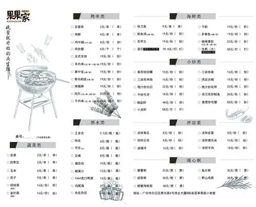烧烤菜单