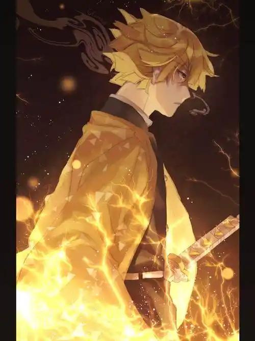 我妻善逸霹雳一闪高清插画图片