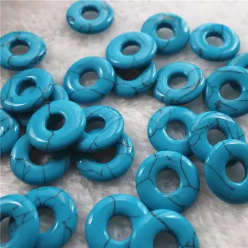 合成土耳其人造绿松石线纹松怀古平安扣吊坠diy饰品配件25mm/20mm