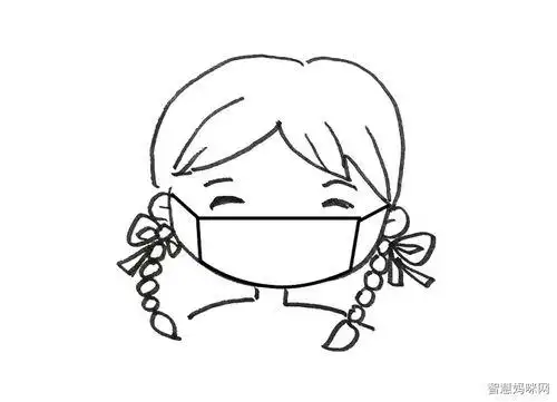 戴口罩的男孩女孩头像简笔画