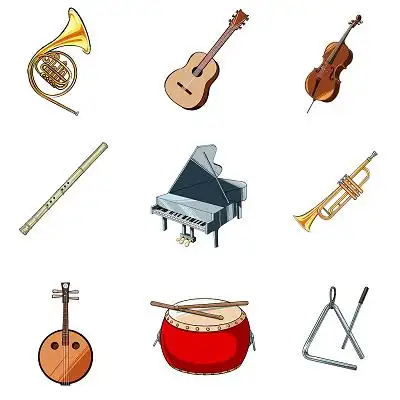 创意乐器组图钢琴吉他大提琴圆号各种乐器套图