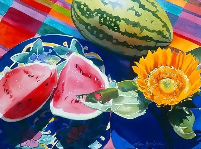 艺术家nava grunfeld明艳的水彩,夏天的清爽画面_色彩_对比_遐想