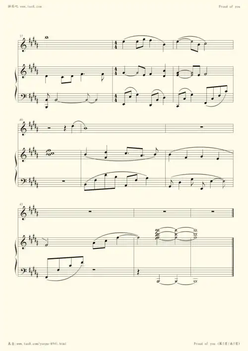 钢琴谱proudofyou冯曦妤原版钢琴伴奏