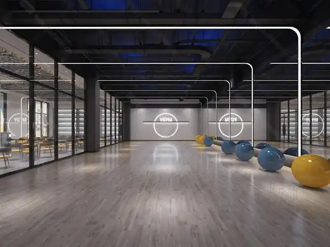 工业风健身房3d模型下载