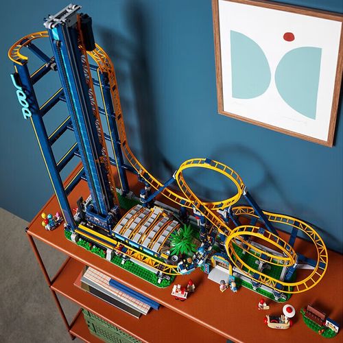 好沐音(haomuyin)垂直过山车拼插积木电动男孩玩具手摇升降轨道拼装