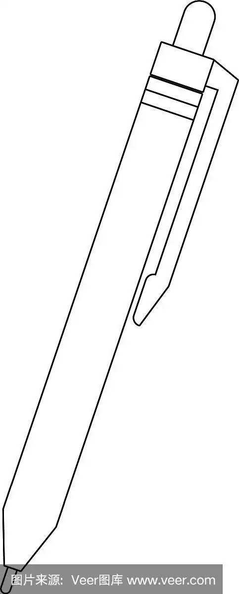 办公用笔圆珠笔孤立符号黑色和