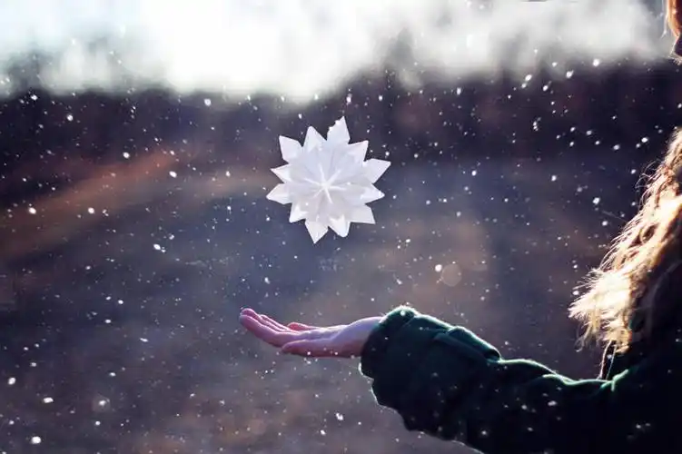 仅一个年轻女性,仅一个女性,仅一个人,艺术,折纸,纸艺,手工艺品,雪花