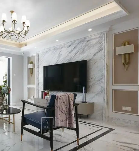 轻奢风四居电视背景墙装修效果图